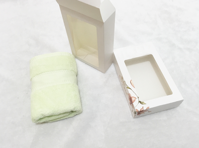 TWLP017  Custom paper towel box  custom towel gift box  design face towel gift box  towel box manufacturer 45 degree